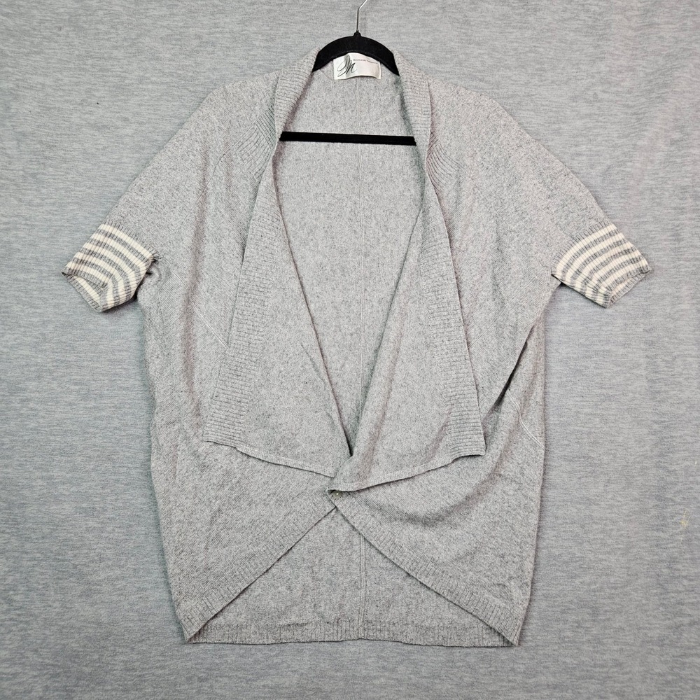 Madeleine Thompson Cashmere Silk Short Sleeve Draped Open front Cardigan Sz L
